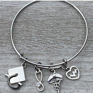 Nurse Graduation Charm Bracelet, Nursing Graduation Gift for Women